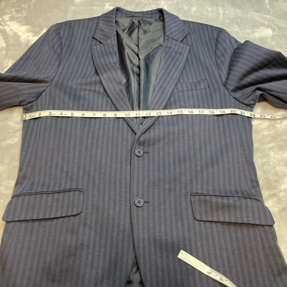 Tailorbyrd Mens Blazer Jacket L/42R Navy Herringbone Stripe 2 Button Double Vent